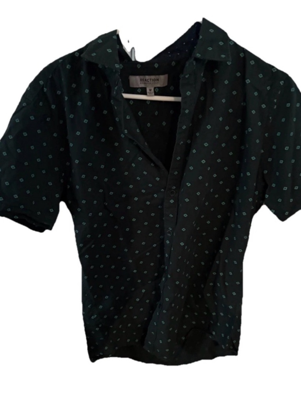 Reaction Kenneth Cole Button Down Shirt Short Sleeve Mens Size Medium Green